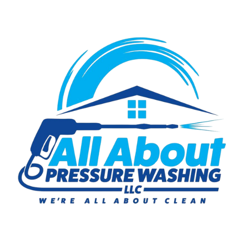 All About Pressure Washing LLC logo with water spray and house icon